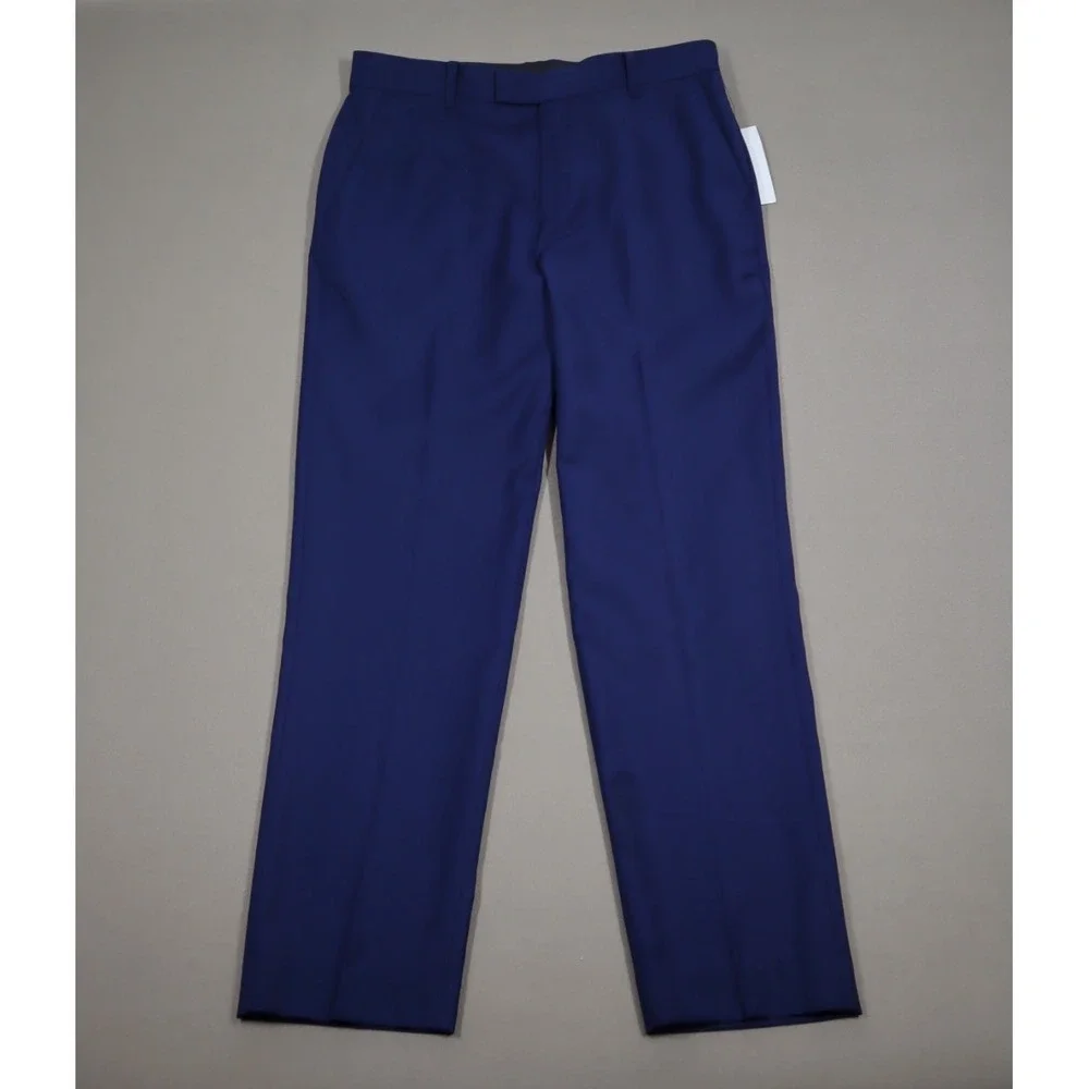 Calvin Klein Boys Bi-Stretch Dress Pant‎ Straight Leg Fit Bright Blue Size 20H